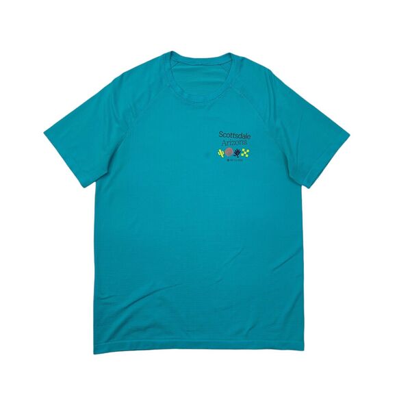 Lululemon T Shirt Men M Medium Jamaica Blue Scottsdale Arizona 10K Tour 2023 Run - Picture 1 of 9